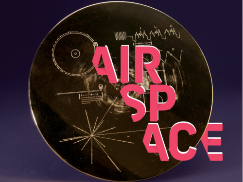 Voyager Golden Record with AirSpace logo overlaid on it.